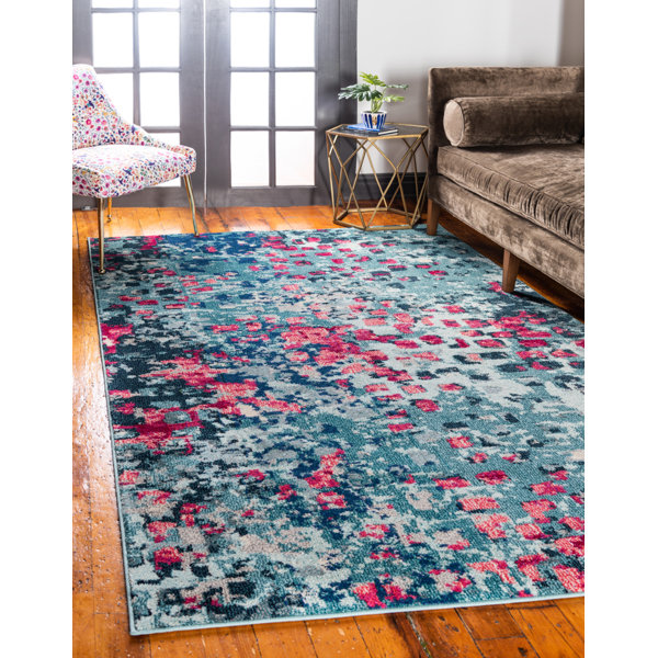 Mistana™ Abstract Navy Blue/Beige/Gray/Light Blue/ Puce/Red/Rose Pink Area Rug & Reviews